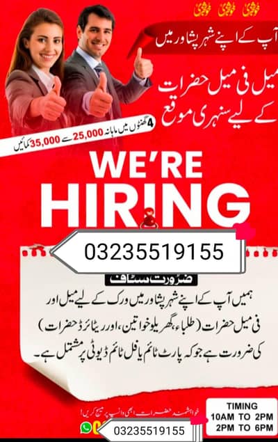 office work male and female required