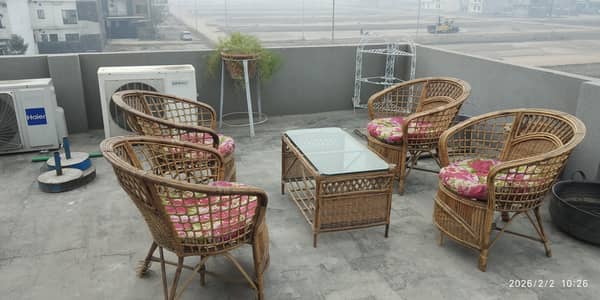 Four cane chairs with centre table for roof tops and outdoor