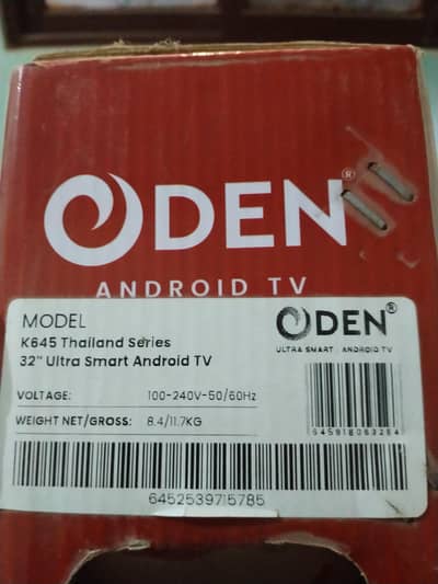 ODEN MODEL K645 THAILAND SERIES  32''INCHES ULTRA SMART ANDROID TV