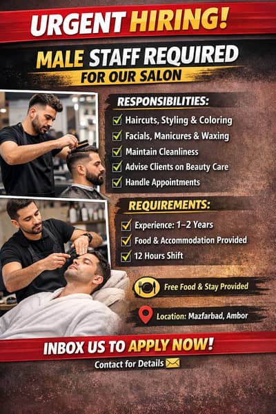 Urgent Hiring – Male Salon Staff
