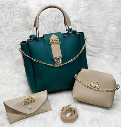 Women's PU leather handbag, pack of 3