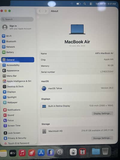 MacBook Air 2024 M4 Chip 16/256 - Apple Laptop