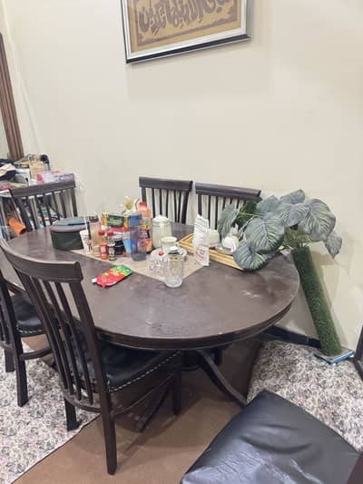 Bed set and dining table with 6 poshing chairs