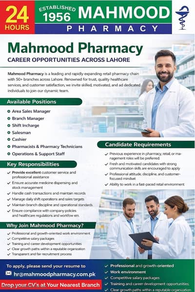 Pharmacy Staff | Urgent Hiring | Male & Female Jobs