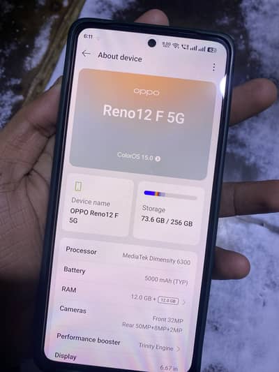 Oppo reno 12F 5g 10/10 with back lamination  + unique color