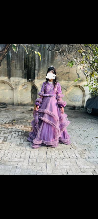 unique barbie frock with long flair five layers