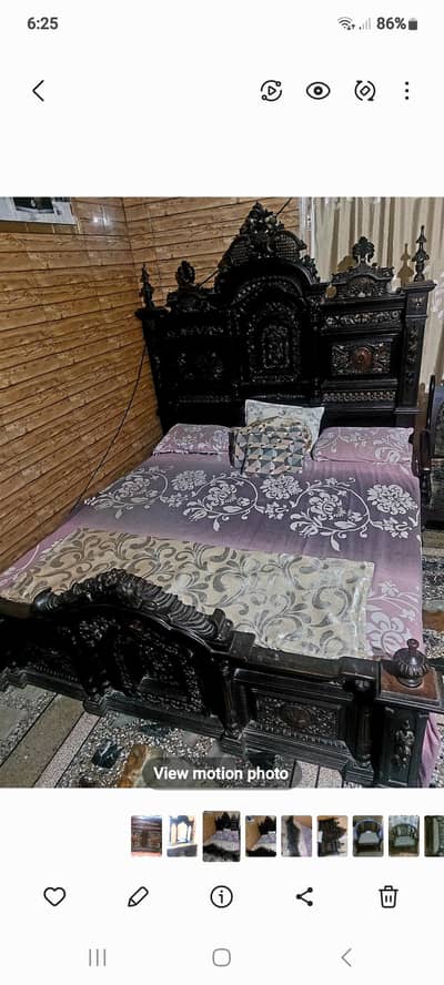 Chinioti wooden solid haweli bed set