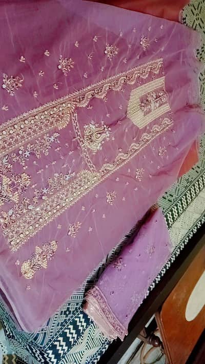 Heavy dress with patches, back, sleeves ,dupatta