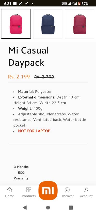 Redmi Daypack bag