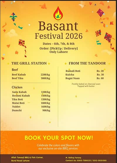 BBQ setup,Event Service/Pickup Delivery/only in lahore