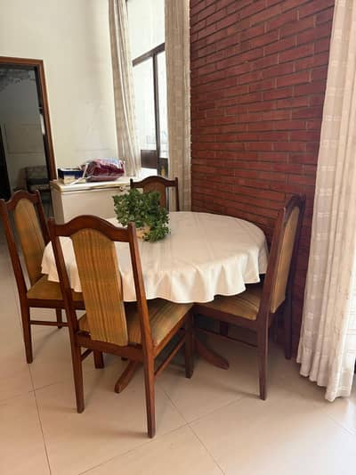 Wooden Round Dining Table Set with Four Chairs