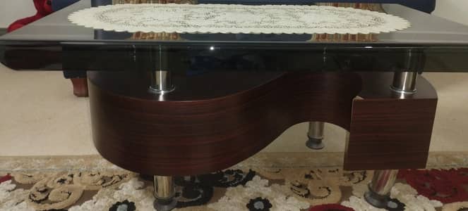Modern Glass Top Coffee Table With Wooden Base