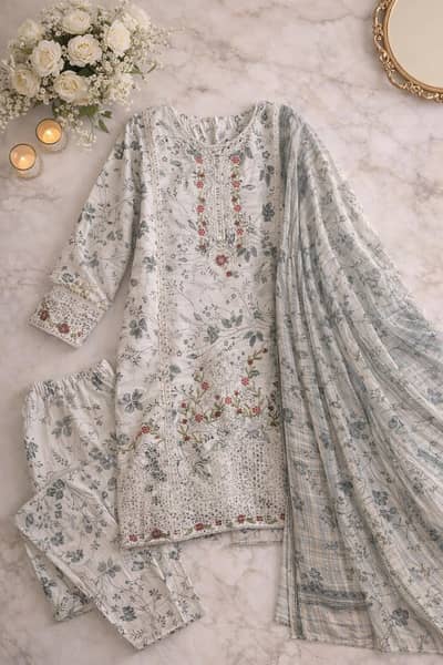 Ladies 3 Piece Printed Lawn Suit with Dupatta – Elegant Design