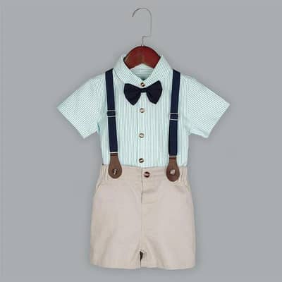 Stylish Boy's Printed Cotton Outfit - 2 Pcs Shirt and Shorts Set
