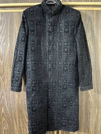 Black designer Sherwani with Khussa and Turbon