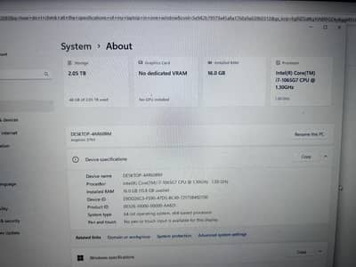 laptop Dell i7 10th gen 2TB. drive