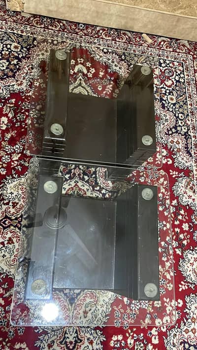 glass top centre table with 2 side table price negotiable