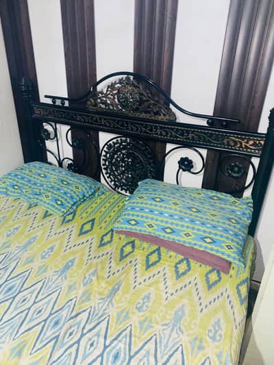 Iron bed 6.5 by 5.5 with mattress  for sale