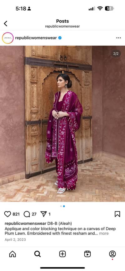 REPUBLIC Lawn stitched 3 peice suit