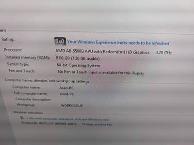 HP midtower amd A8 8gb ram ddr3 500gb hard drive