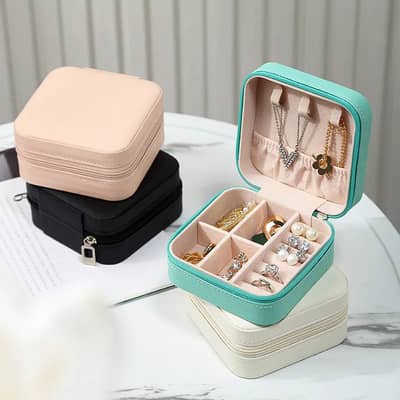 Leather Jewellery Organizer Box with Zipper