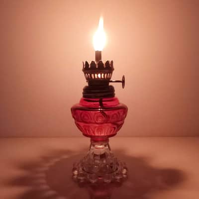 Vintage Glass Kerosene Oil Lamp, made in Hong Kong | 7.5 Inches High