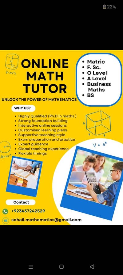 Mathematics Tutoring from expert phD professor for every class!!