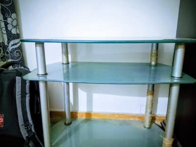 Glass TV / Computer Table – 3 Shelves