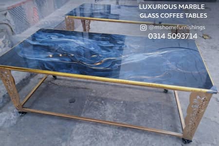 Luxury Marble Glass Coffee Table 