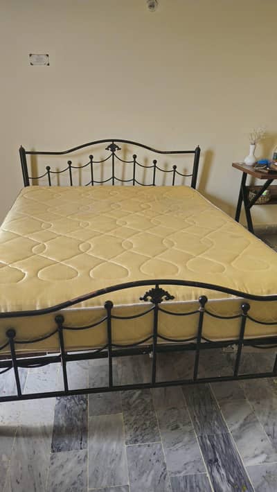 Rod Iron Double bed with Mattress| Satisfactory condition of rod iron