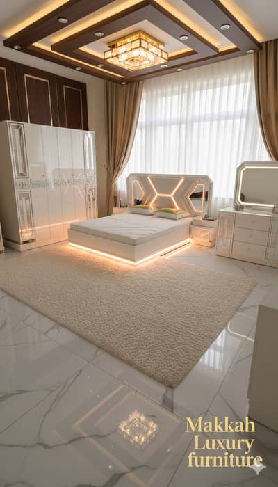 New Bridal bedroom Set | 3 piece Bedroom set | high gloss| led light |