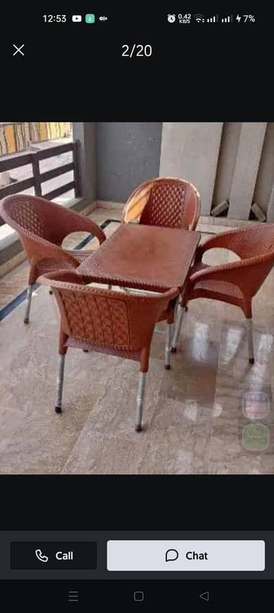 4 Plastic chairs with 1 matching table available for sale whatsapp