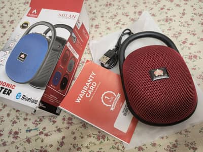 AUDIONIC MILAN PORTABLE SPEAKER -PREMIUM SOUND QUALITY (02 PCS) RED!!