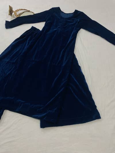 Famous teal blue velvet dress 2 piece for sale casual formal wear