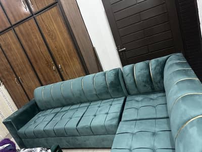 New versache style l shape corner sofa with cussions