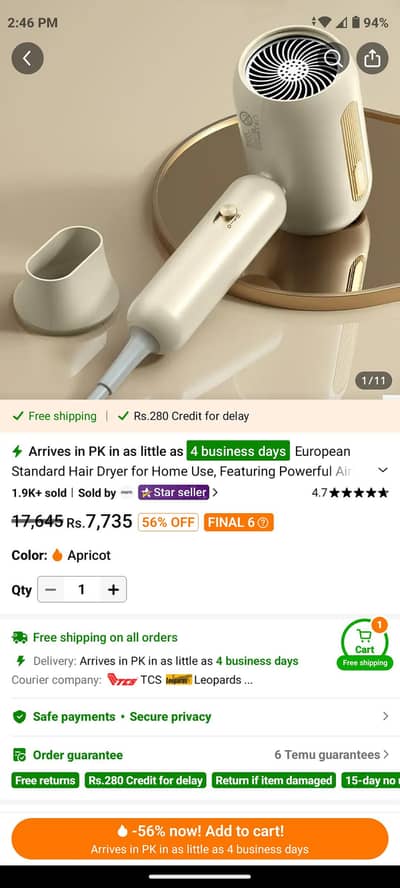 “Hair Dryer – Like New, Used 2 Times, Original Price 17,645”