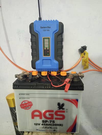 45 AH AGS battery with charger, bulb & wire System