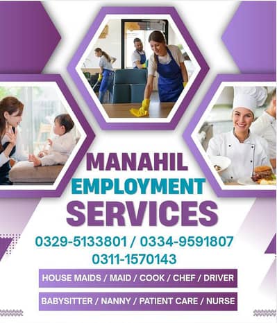 House maids , Maid, Baby Sitter, Chef , Couple , Driver , Patient care