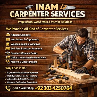 Carpenter-Kitchen,Wardrobe Wood ,Polish & Furniture Repairing Service