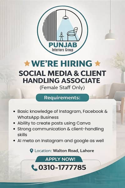 Office Assistant Required (Female ) 2 seats available / Office Jobs