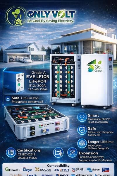 LiFePO₄ Solar Battery | 51.2V | High Capacity | Brand New