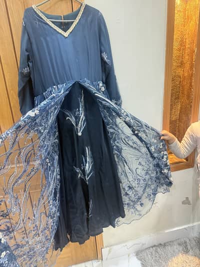 Elegant Navy Blue Embroidered Party Wear Suit | Fancy Dress for Sale