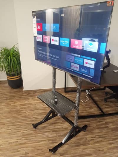 LCD tv stand portable floor moving led stand with wall mount & wheels