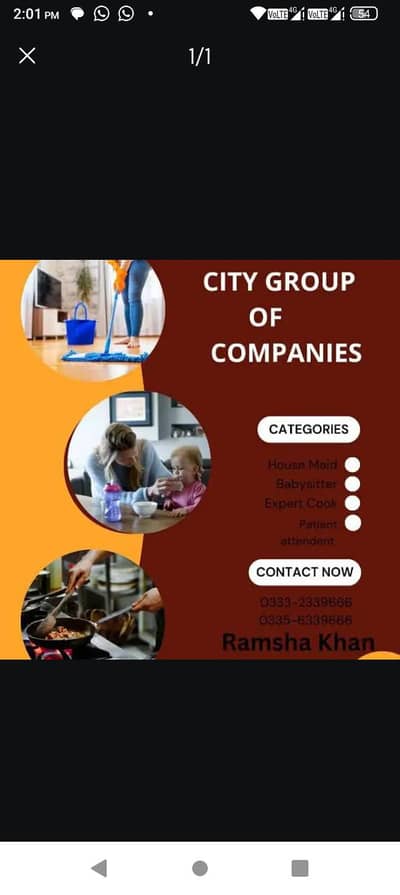 provide domestic staff maid, babysitter,cook, attendant