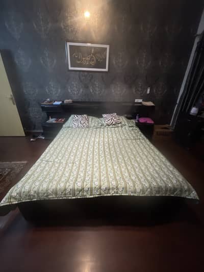 Solid Wood Bed with attached side drawers