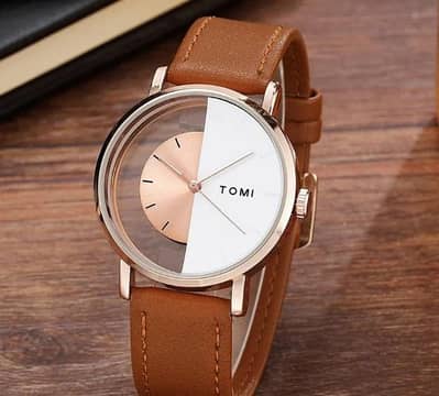 TOMI Classic Minimal Design Watch with Rose-Gold Case