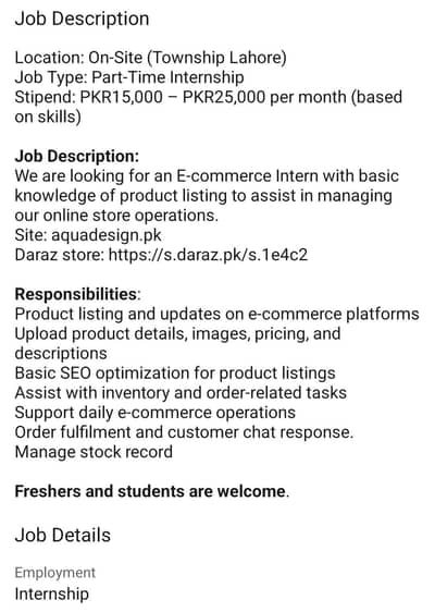 e-commerce/ Online store assistant
