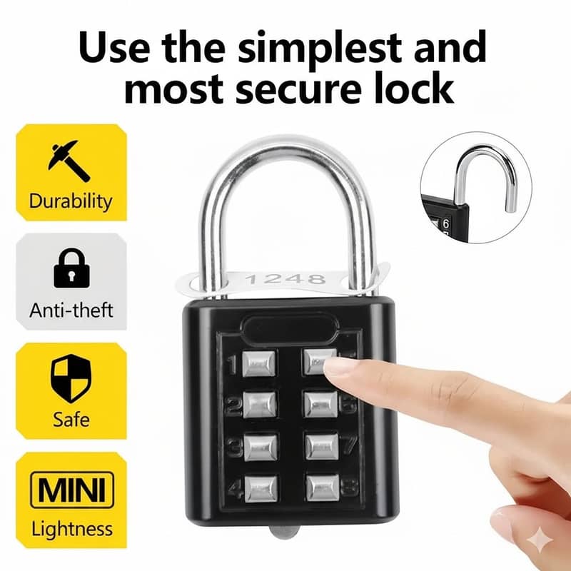 Combination Padlock with 4-Digit Code 3