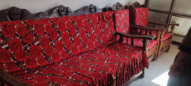 Wooden sofa set with new foam