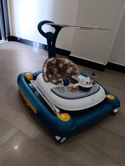 Foldable Baby Walker and Swing with Cushioned Seat and Umbrella